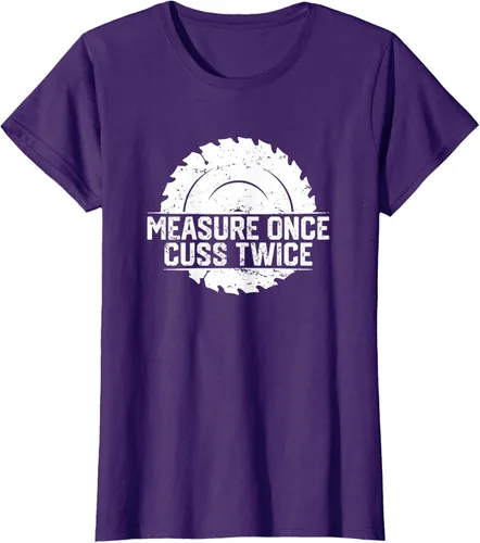 Vista 11 de Measure Once Cuss Twice, divertida camiseta de regalo para carpintería, Negro, S
