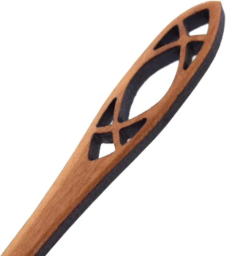 Vista 3 de Colección de catedral de madera de cerezo silvestre de 2 piezas fabricada en Estados Unidos: juego de mantequilla de miel