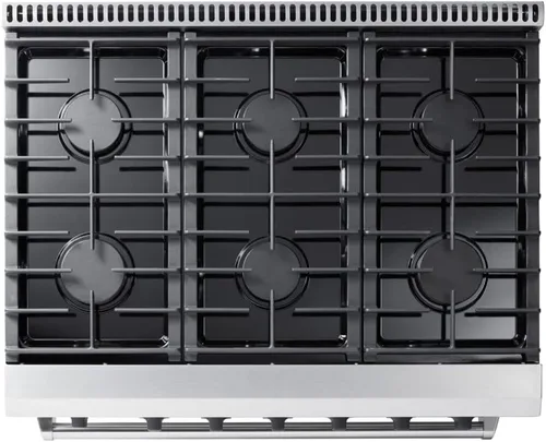 Vista 5 de THOR Kitchen Cocina de Gas Profesional Independiente de 36 pulgadas en Acero Inoxidable - Modelo LRG3601U