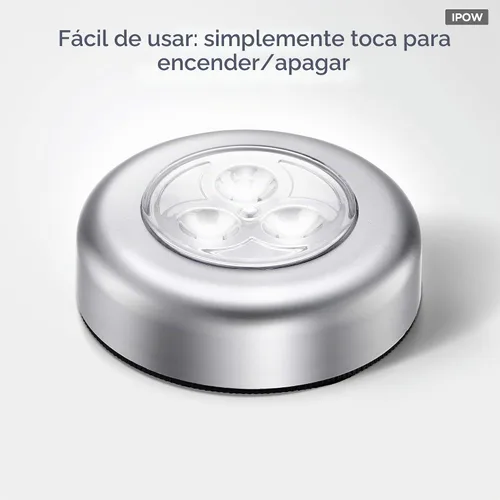Vista 2 de IPOW Paquete de 5 luces LED inalámbricas de noche con pilas, lámpara táctil adhesiva para armarios, encimeras o cuartos de servicio, luz táctil