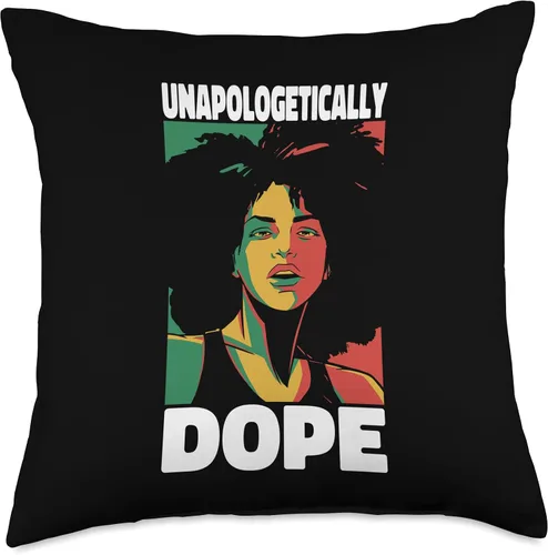 Vista 4 de Unapologetically Dope Black Woman Afro Black History Month Throw Pillow