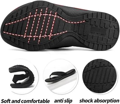 Vista 2 de MGGMOKAY Sandalias cómodas para hombre, sandalias con soporte de arco, sandalias casuales con correa en T para hombre, zapatos de playa de verano