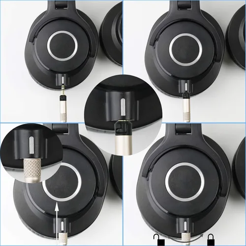 Vista 5 de Cable de repuesto para audio de 1,2m /1,5m/2,5m/ 3m para audífonos Audio Technica ATH-M50x ATH-M40x