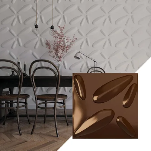 Vista 31 de Ekena Millwork 19 5/8 pulgadas de ancho x 19 5/8 pulgadas de alto, pétalo EnduraWall decorativo 3D, cobre envejecido (cubre 2.67 pies cuadrados).