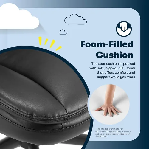 Vista 7 de Serta Comfort Ergo - Silla de oficina ejecutiva, diseño ergonómico de respaldo medio con soporte lumbar, cojín de asiento de doble capa semipelado