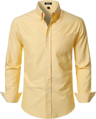 Vista 13 de JEMITOP Camisas de manga larga Oxford ligeras para hombre