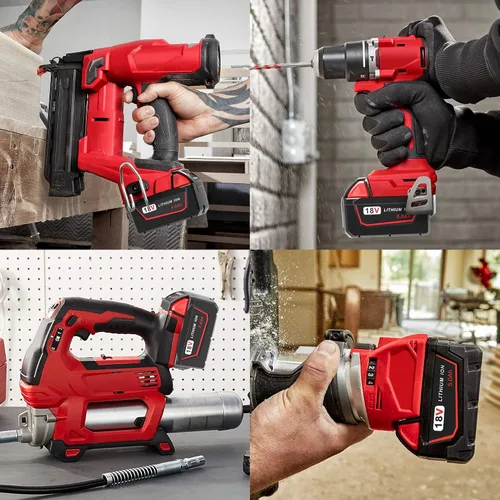 Vista 2 de Worthmah Paquete de 2 baterías de 5.0Ah 18V y cargador de repuesto para batería Milwaukee M18 48-11-1850, compatible con cargador de batería m18