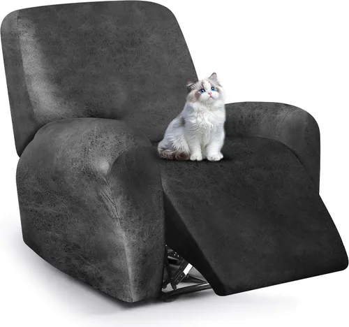 Vista 10 de ANARACHON Fundas para sillas reclinables con aspecto de cuero, funda elástica de 4 piezas, funda suave para silla reclinable, protector de muebles