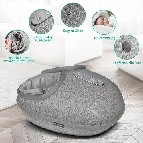 Vista 11 de Medcursor Foot Massager with Heat Shiatsu Deep Kneading, Gray, Up to US 13" Gris