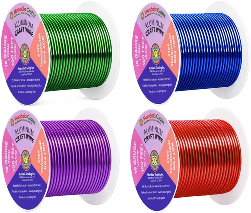 Vista 160 de Mandala Crafts - Alambre de aluminio anodizado de calibre 22 para hacer joyas - 137.2 m de alambre flexible surtido y coloreado - Doble para bonsái