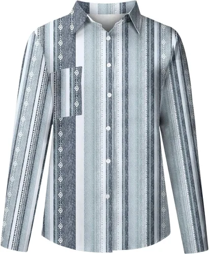 Vista 6 de Women's Striped Button Up Blouse Trendy Business Tops Dressy Soft Cotton Linen Tops Casual Long Sleeve Tops Fall Shirt