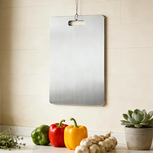 Vista 8 de 100% Pure Titanium Cutting Boards for Kitchen, Dishwasher Safe Chopping Board for Meat, Double Sided and Effortlessly Clean, with Anti-slip Mat