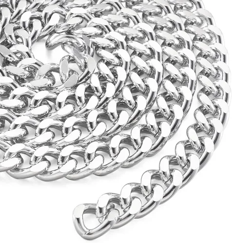Vista 35 de FASHEWELRY Cadena de eslabones de aluminio de 16.4 pies sin soldar, rollo de cadenas de eslabones dorados con carrete para hacer collares, joyas