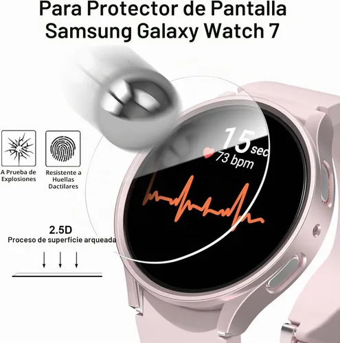 Vista 2 de [Paquete de 5+5] Funda protectora de pantalla para Galaxy Watch 7 de 40 mm, cubierta protectora impermeable + protector de pantalla de vidrio