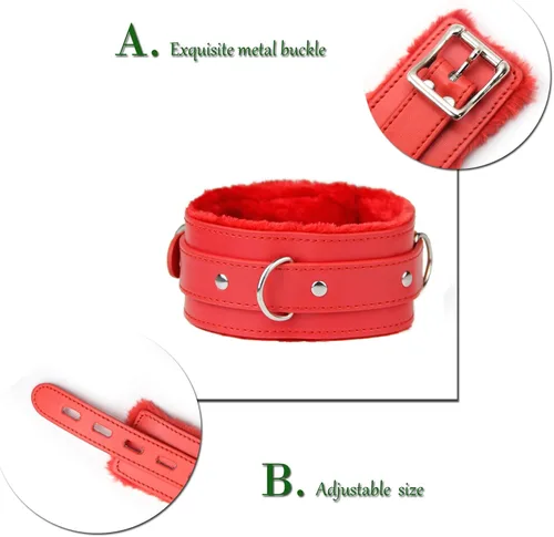 Vista 2 de Collar gargantilla de cuero tamaño ajustable para mujer rosa negro rojo