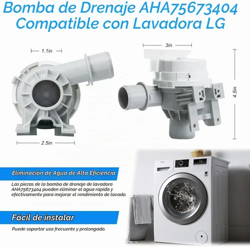 Vista 5 de LG AHA75673404 Reemplazo del conjunto de la bomba de drenaje de lavadora para bomba de drenaje LG