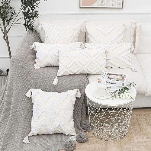 Vista 4 de PLWORLD - Funda de almohada con diseño boho de diamantes (1 unidad)