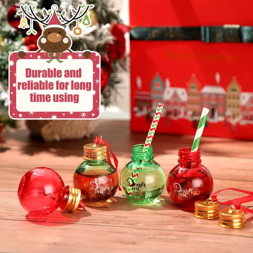 Vista 6 de Bolas de adornos de plástico transparente para Navidad, árbol rellenable de plástico, adornos colgantes para botella de agua, bombillas para Plata