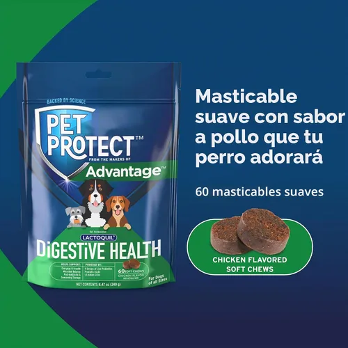 Vista 5 de Pet Protect Suplemento de salud digestiva para perros, sabor a pollo, 60