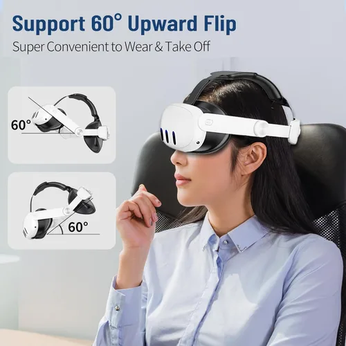 Vista 4 de OUXIO Comfort Head Strap for Meta Quest 3, Adjustable Elite Head Strap Replacement for Oculus Quest 3, Pressure Free VR Headset Headstrap Accessories