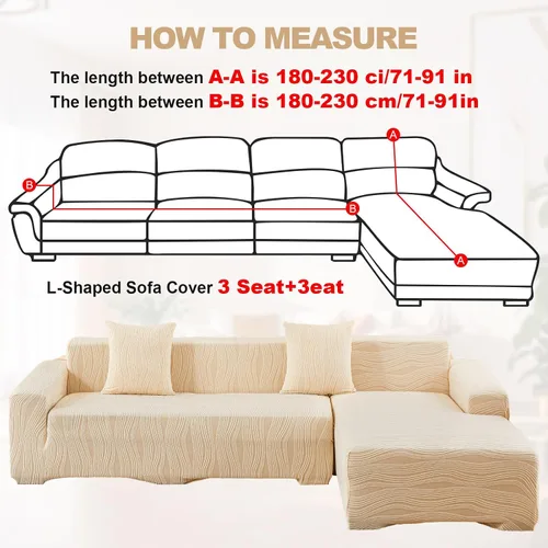 Vista 5 de MIFXIN Funda para sofá seccional, 2 piezas, elástica y elástica de 3 asientos en forma de L, protector de muebles con 4 fundas de almohada para sala