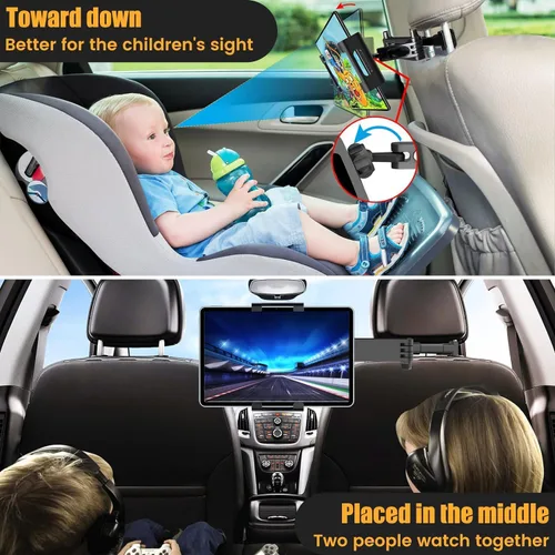 Vista 2 de najiaxiaowu Soportes para Tabletas PC Paquete de 2 Soporte para Tableta para Coche, Soporte para Reposacabezas de iPad para iPad/Teléfonos