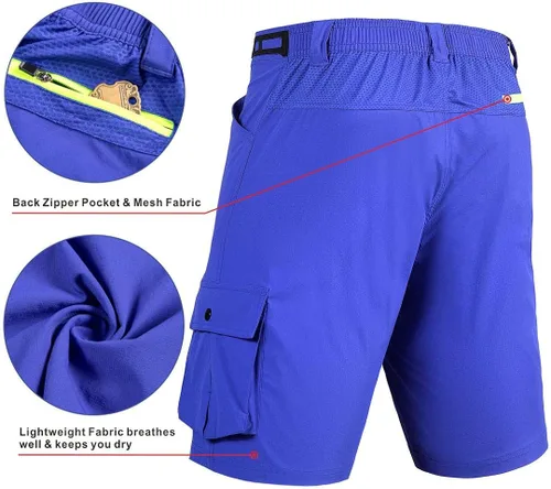 Vista 2 de Pantalones cortos de ciclismo de montaña para hombre, acolchados en 3D, pantalones cortos de ciclismo MTB ligeros y holgados