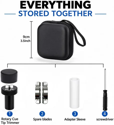 Vista 6 de Kit de recortadora rotativa de punta de taco de piscina con funda