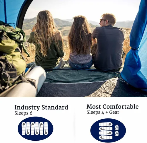 Vista 3 de 4/6 Person Easy Pop Up Tent, Waterproof, Automatic Setup,2 Doors-Instant Family Tents for Camping, Hiking & Traveling