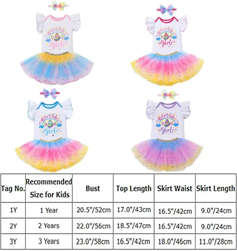 Vista 6 de IDOPIP Conjunto de 5 piezas de ropa para bebé con diseño de arco iris para 1er 2 3 cumpleaños para niña