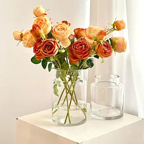 Vista 5 de BLOFLO - Jarrón de vidrio transparente, florero grande de vidrio de 7 pulgadas para flores, jarrones modernos de vidrio grueso para centros de mesa