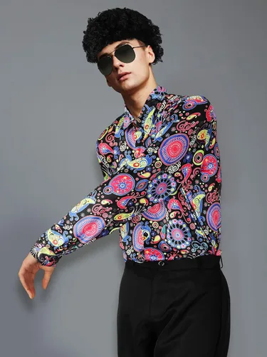 Vista 5 de Mepase 6 disfraces de discoteca de los años 70 para hombre, incluye camisa retro, pantalones acampanados, peluca, lentes de sol, collar, gorra