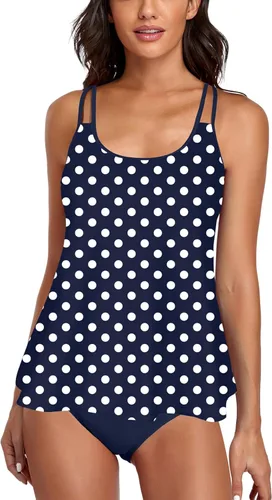 Vista 31 de Omichic Conjuntos de tankini modestos para mujer, trajes de baño atléticos de 2 piezas, camiseta sin mangas fluida con parte inferior de bikini