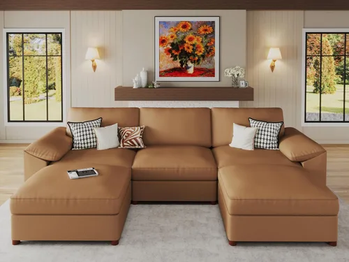 Vista 73 de EASE MOOSE Sofá modular seccional, sofá en forma de U para sala de estar Beige