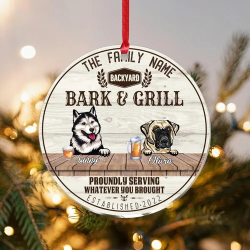 Vista 21 de SILYHEART Christmas Acrylic Ornament Husky & Labrador Retriever Christmas Ornaments Family Dog Name Funny Hope Your Like Dogs Car Hanging Ornament