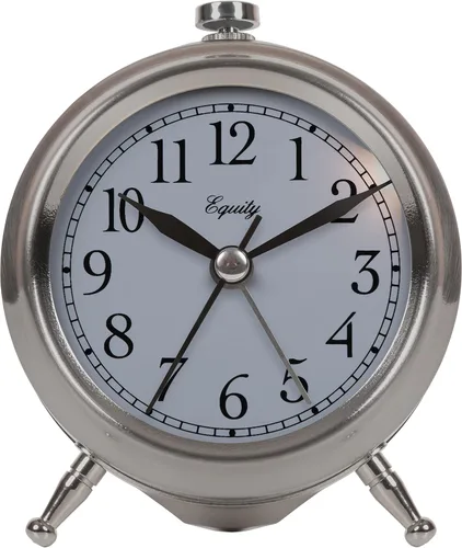 Vista 2 de Equity 25655 - Reloj despertador pequeño de metal plateado