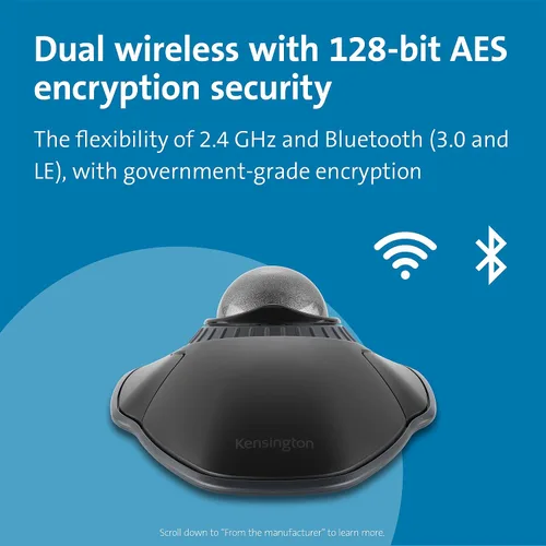 Vista 2 de Kensington Orbit Wireless Trackball inalámbrico con anillo de desplazamiento - Gris Espacial (K72675WW), Negro/Gris Anillo de desplazamiento