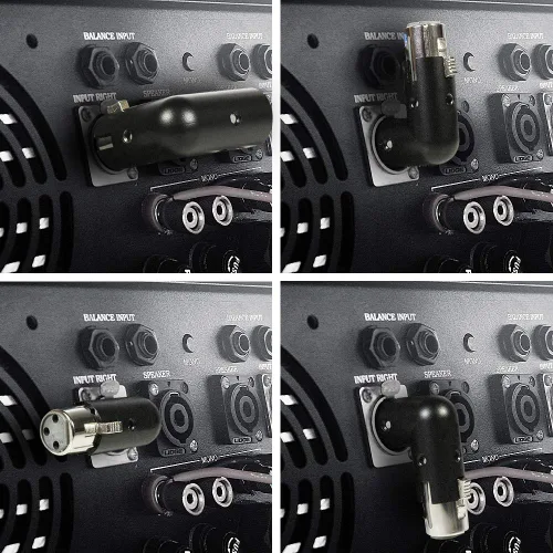 Vista 2 de Adaptador de ángulo XLR de 3 pines Doble macho y hembra, conector de 3 pines de metal duradero con 4 posiciones de ángulo ajustables y conexión