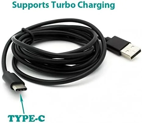 Vista 2 de Moto Z2 Force - Cable USB tipo C negro de 6 pies de largo con cable de carga turbo sincronización de carga rápida USB-C cable de transferencia