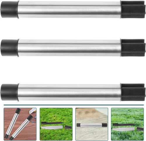 Vista 8 de OSALADI Estacas de repuesto de varilla hueca de acero inoxidable para luces solares, 3 piezas, conector de junta de estaca para jardín, camino