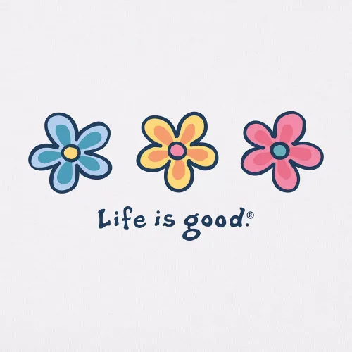 Vista 4 de Life is Good Womens Crusher Tee Shirt, Long Sleeve Cotton Graphic T-Shirts, Three Daisies