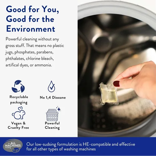 Vista 3 de The Clean People Cápsulas de detergente para ropa sin fragancia, cápsulas de lavandería hipoalergénicas, ultra concentradas, embalaje reciclable