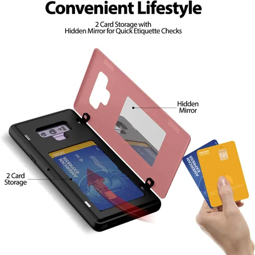 Vista 3 de GOOSPERY - Parachoques magnético para puerta compatible con Galaxy Note 9, funda tipo billetera con tarjetero, cierre automático por imán, funda