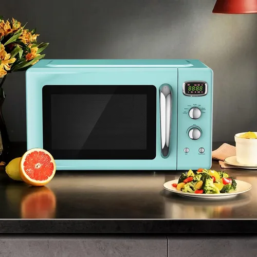 Vista 9 de MAT EXPERT - Encimera de microondas de 0.9 pies cúbicos, temporizador digital y 5 micro potencia, microondas pequeño de 25 litros con plato Verde