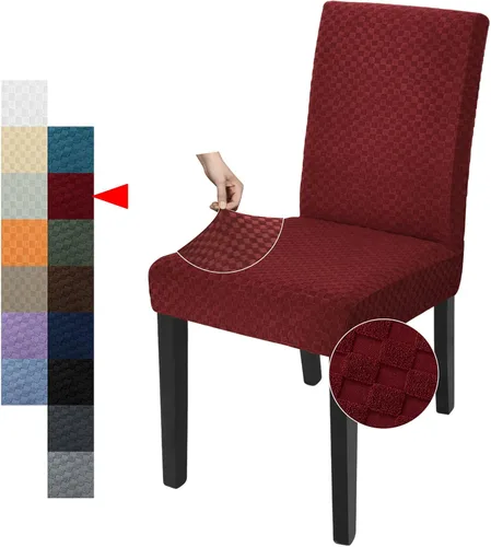 Vista 15 de YEMYHOM Funda elástica para silla con respaldo de 1 pieza con diseño jacquard más reciente, funda para silla con respaldo antideslizante, protector