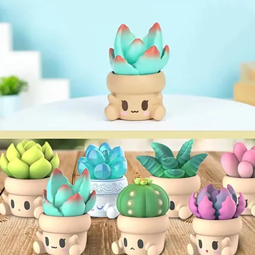Vista 4 de Aven Rabbit Hugging Succulents 2 Series - Caja ciega de juguetes para figuras de acción lindas, modelo de regalo de cumpleaños, bolsa ciega