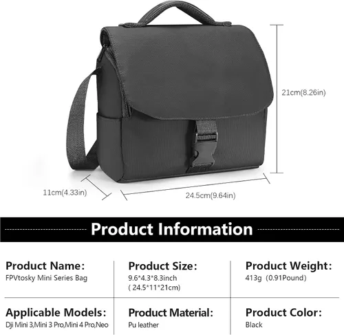 Vista 7 de FPVtosky Bolsa de hombro para DJI Lito X1/NEO 2/Mini 5 Pro/4/3 Pro/Mini 4k Fly More Combo, bolsa de transporte de viaje para DJI NEO/funda abatible