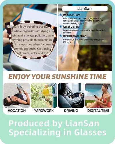 Vista 5 de LianSan Gafas de sol progresivas multifocales de lectura, para mujeres y hombres, con bisagra de resorte, marco acrílico, UV400, lectores de sol