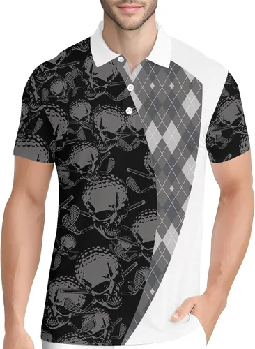 Vista 18 de PAGYMO Camisetas de golf divertidas para hombre, diseño de impresión loca Aop-polo-06361