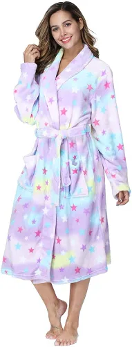 Vista 3 de RONGTAI - Bata de baño de vellón para mujer, batas afelpadas, largas y cálidas